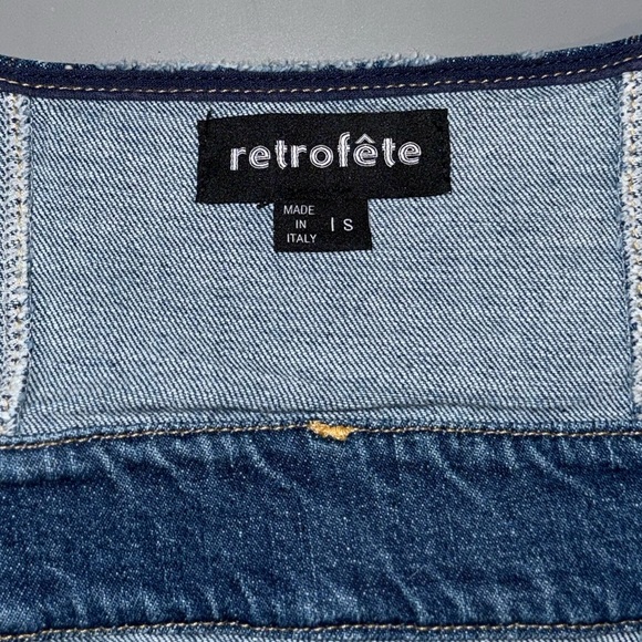 NEW W/ TAGS RETROFÊTE TAMAR DRESS IN CRESCENT 
DENIM HALTER TOP DRESS W POCKETS - Picture 6 of 8